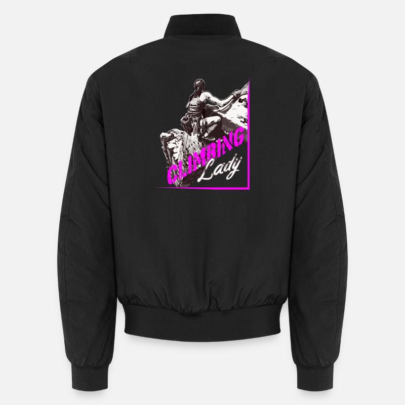 Climbing Lady Climber Mountaineer - Unisex Bomber Jacket - black