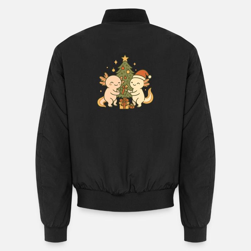 Weihnachts Axolotl – Mit Baum & Geschenken Unisex Bomberjacke