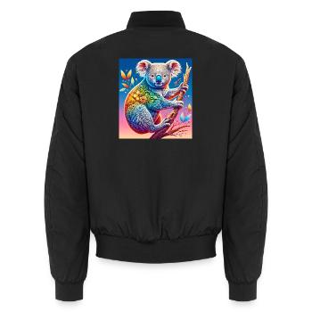 Koala - Unisex Bomber Jacket - black - Back - AI Model Male 185 light (185cm)