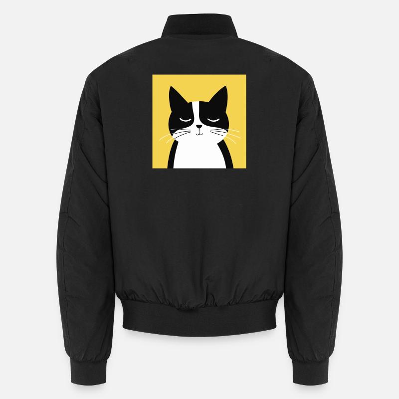 Minimalist Black and White Cat Unisex Bomber Jacket