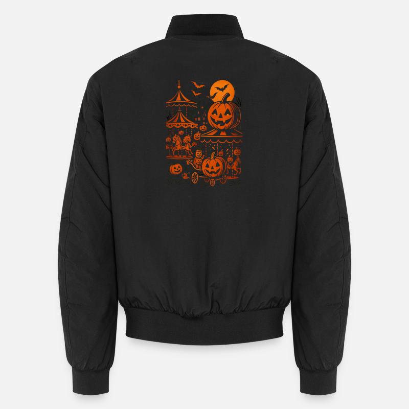 Halloween Carousel Pumpkin Magic Unisex Bomber Jacket