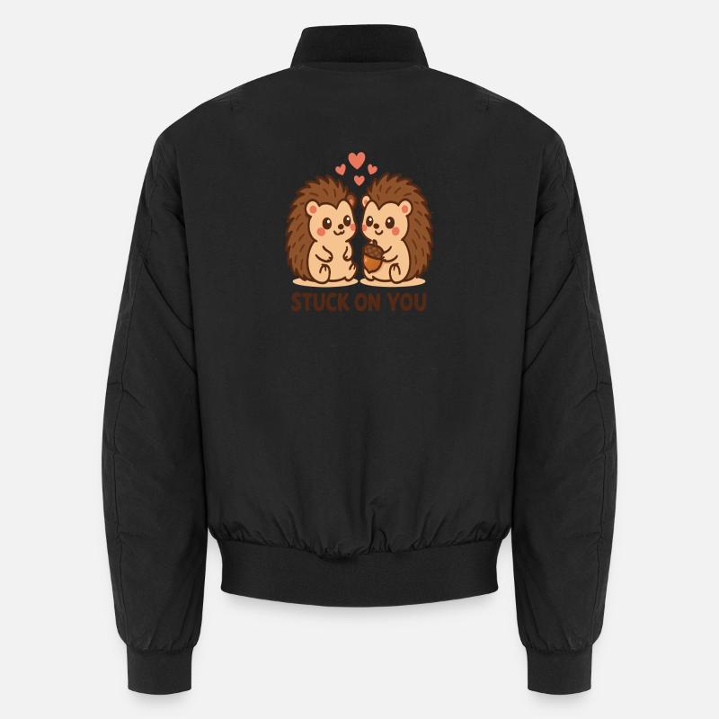 Cuddly hedgehogs in love - Unisex Bomber Jacket - black