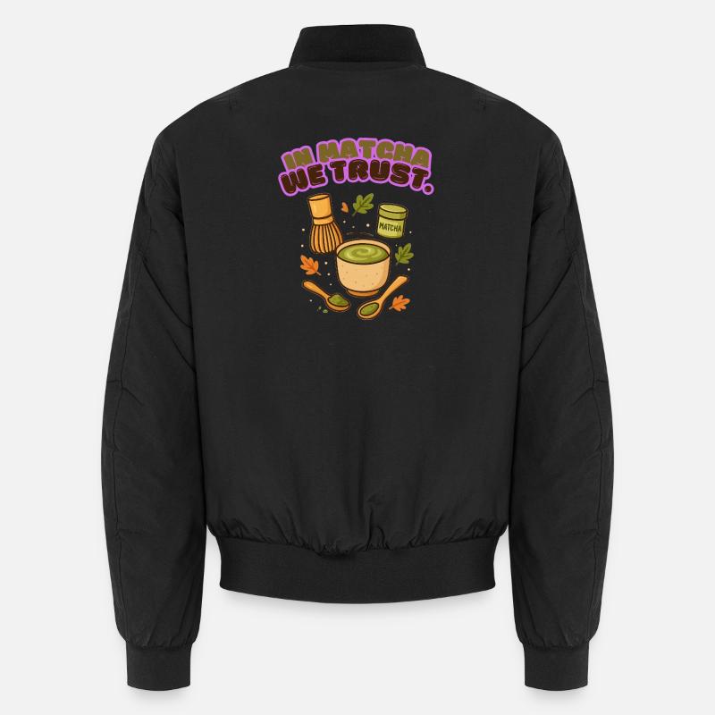 In Matcha We Trust Design Drinking Coffee Viral Unisex Bomber Jacket