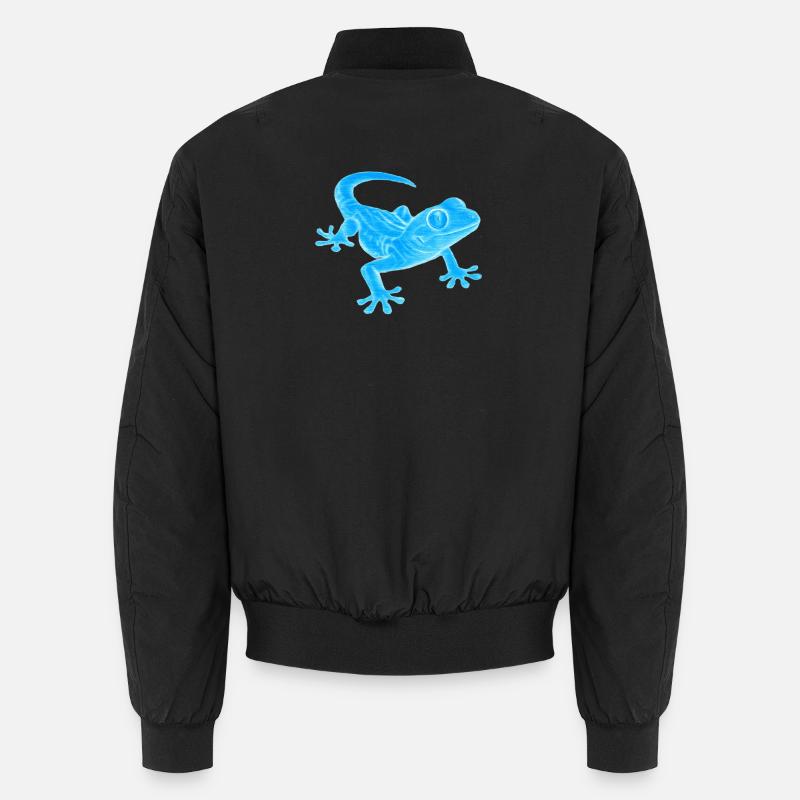 Blauer Gecko Silhouette Muster Unisex Bomberjacke