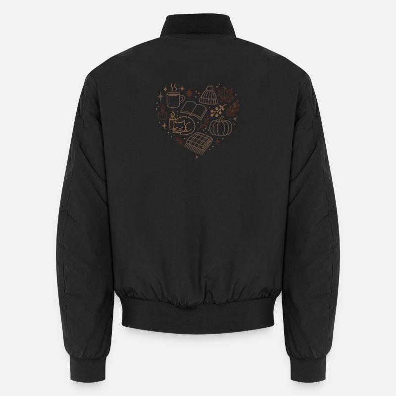 Autumnal Cuddle Evening Pattern - Unisex Bomber Jacket - black