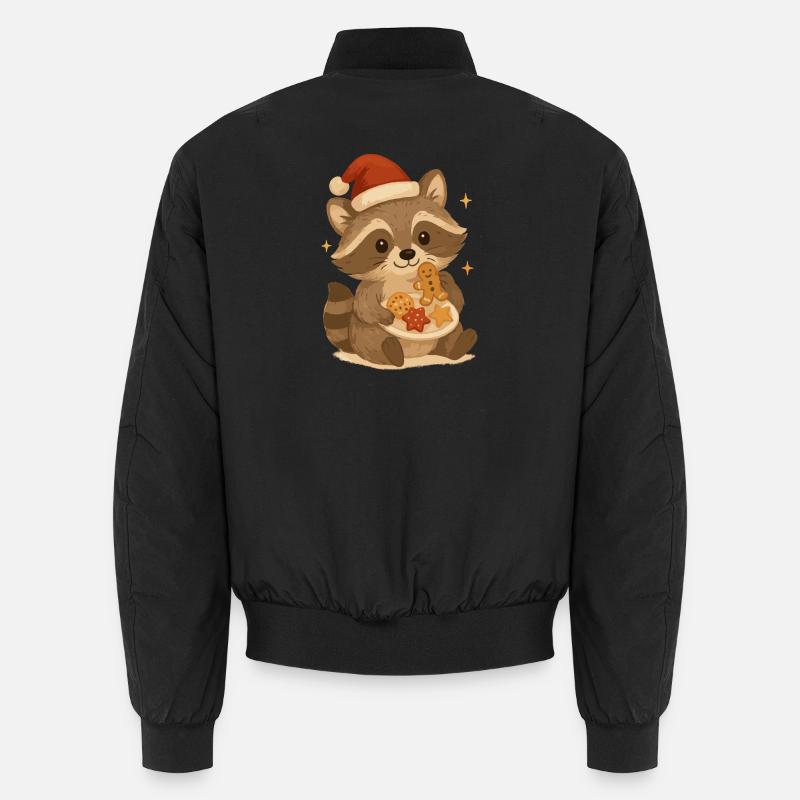 Weihnachts Waschbär mit Plätzchen Unisex Bomberjacke
