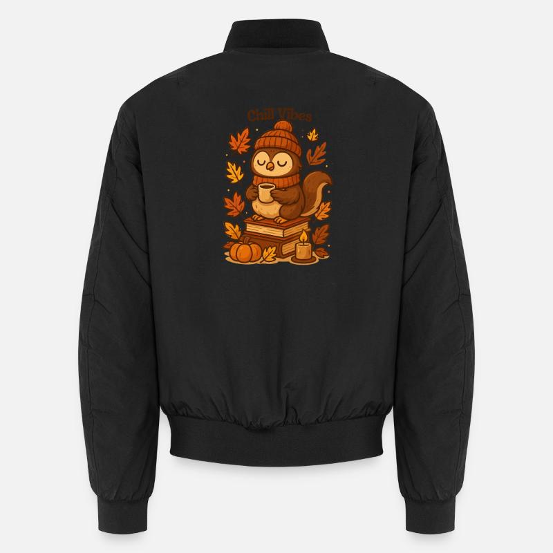 Chill Vibes Eule im Herbst Blätter Kürbis  Unisex Bomberjacke
