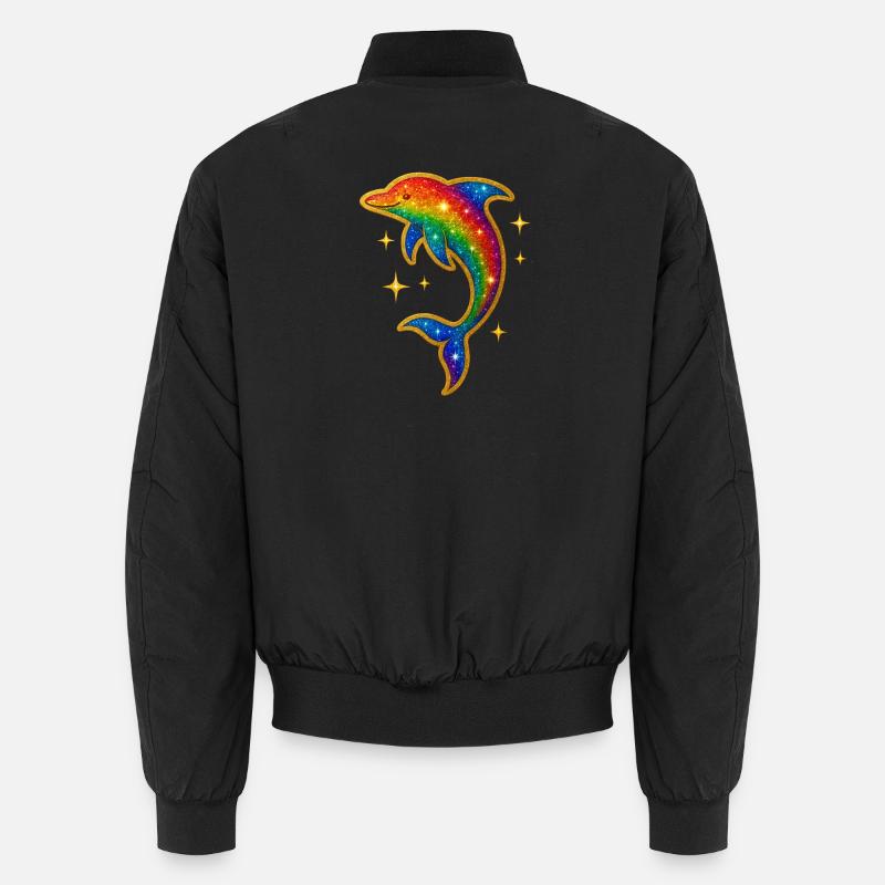 Regenbogen Delfin Glitzerpracht Unisex Bomberjacke