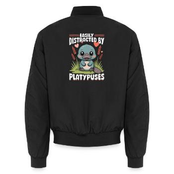 Esthétique amusante Kawaii Platypus - Bomber unisexe - noir - Dos - AI Model Male 185 light (185cm)