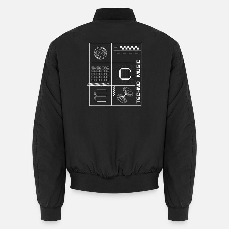 Geometric Elecotro Tech Grid Retro poster Unisex Bomber Jacket
