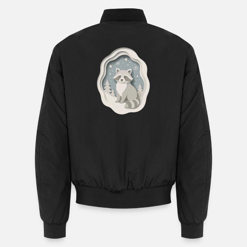 Winterlicher Waschbär im Schnee Unisex Bomberjacke