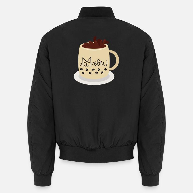 Cat Face Mug with Paw Prints Unisex Bomber Jacket