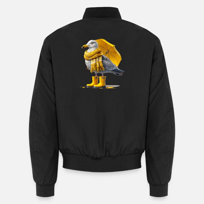 Mouette avec parapluie jaune et bottes Bomber unisexe