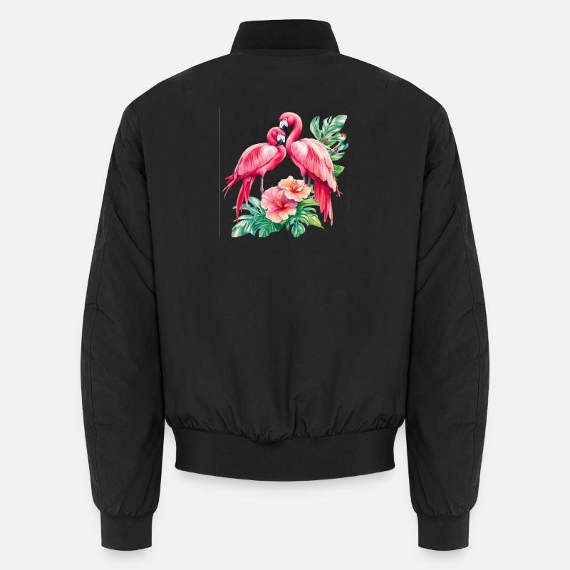 Flamingo Love Duet in the Tropical Forest Unisex Bomber Jacket