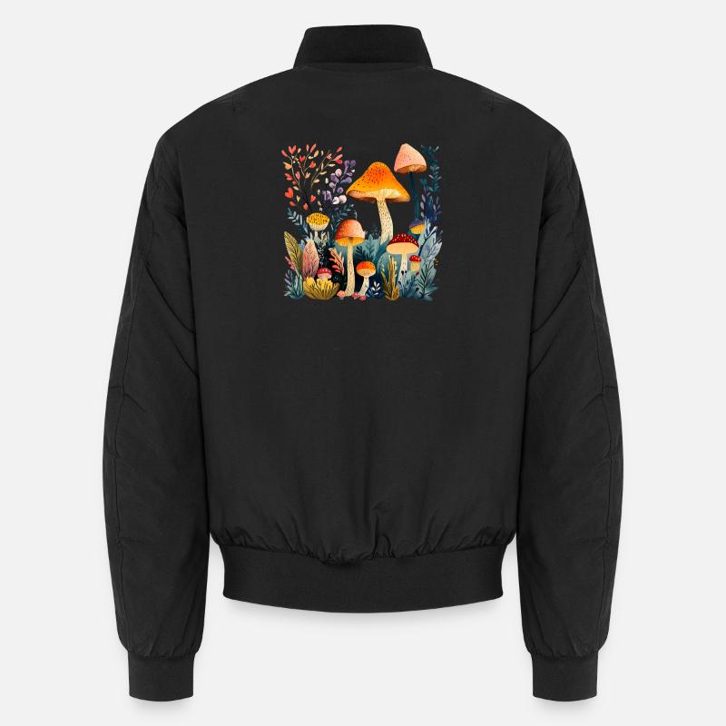 Forest mushroom group in autumn forest Unisex Bomber Jacket
