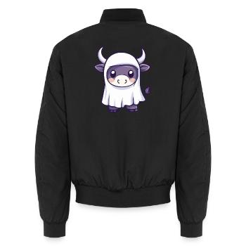 Bull Halloween Ghost - Unisex Bomber Jacket - black - Back - AI Model Male 185 light (185cm)