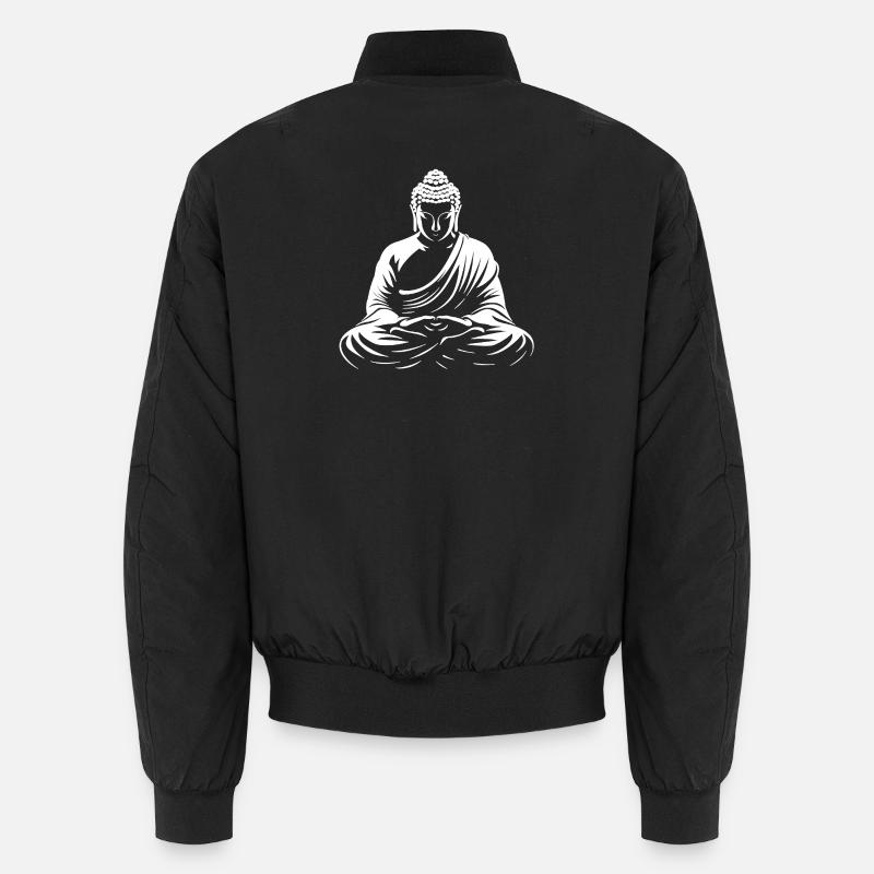 Buddha in meditation white - Unisex Bomber Jacket - black
