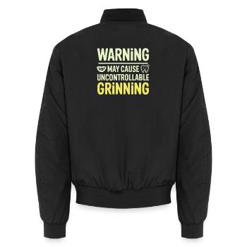 Funny Dentist Dental Assistant Grin Design  - Unisex Bomber Jacket - black - Back - AI Model Male 185 light (185cm)