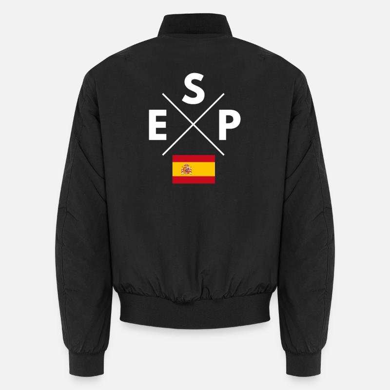 Spain Flag Cross - Unisex Bomber Jacket - black