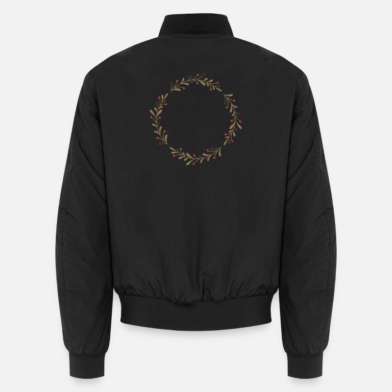 Winterlicher Kranz mit roten Beeren - Unisex Bomberjacke - Schwarz