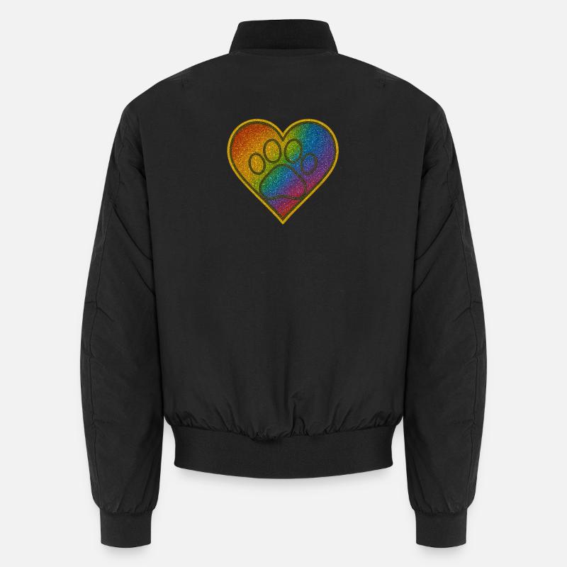 Regenbogen Herzenspfote Glitzer - Unisex Bomberjacke - Schwarz