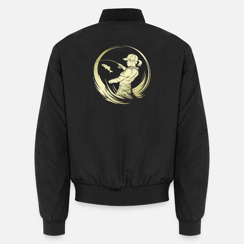 Silhouette de pêche pêcheur - Bomber unisexe - noir