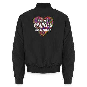 Broken Crayons Still Color Mental Health Awareness - Unisex Bomberjacke - Schwarz - Hinten - AI Model Male 185 light (185cm)