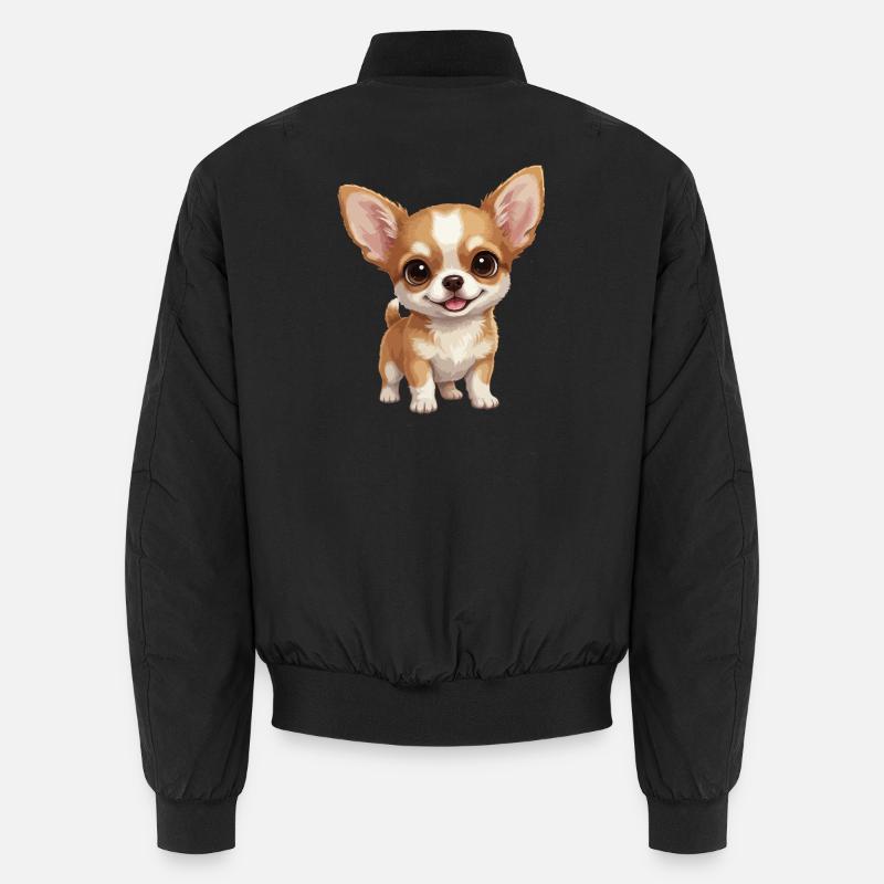 Chiot Chihuahua mignon aux grands yeux - Bomber unisexe - noir