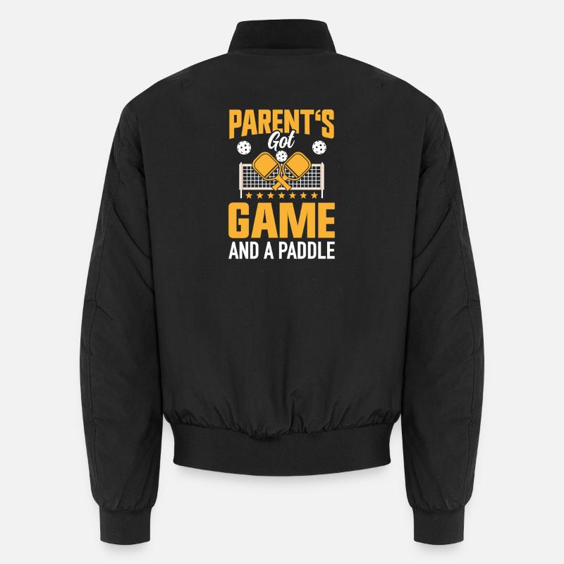 Pickleball Mama Papa Paddleball Eltern - Unisex Bomberjacke - Schwarz