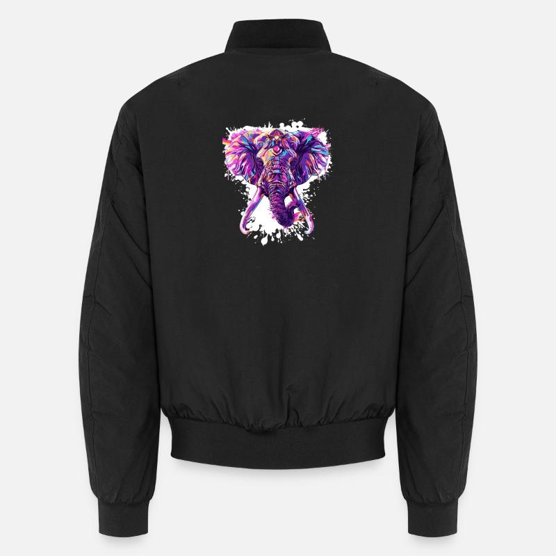 Bunter Elefantenkopf Neon-Splash Unisex Bomberjacke