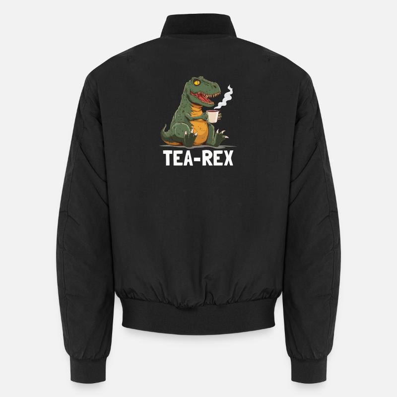 Drôle de T-Rex Dino buvant du thé Bomber unisexe