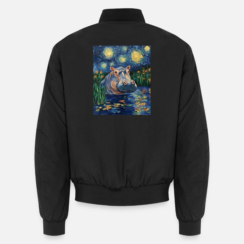 Nilpferd Flusspferd Van Gogh Style Starry Night Unisex Bomberjacke