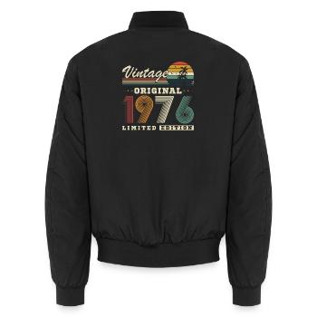 1976 Vintage Rétro Cadeau D'anniversaire - Bomber unisexe - noir - Dos - AI Model Male 185 light (185cm)