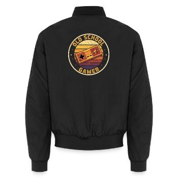 Old School Gamer Sunset Controller Retro Zocker - Unisex Bomberjacke - Schwarz - Hinten - AI Model Male 185 light (185cm)