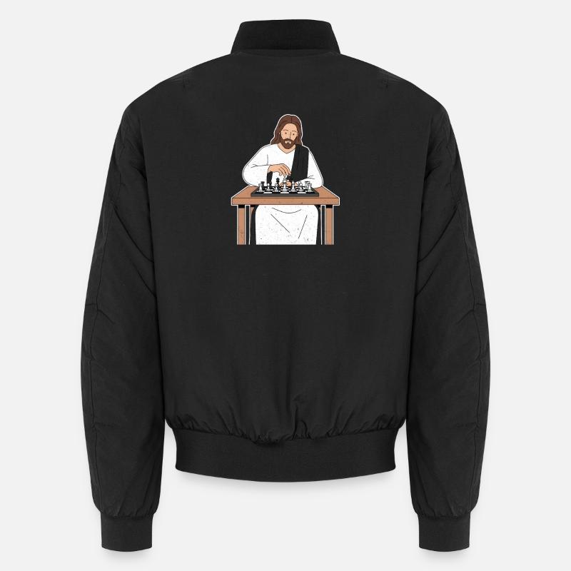 Saint Train aux échecs / Jesus Chess - Bomber unisexe - noir