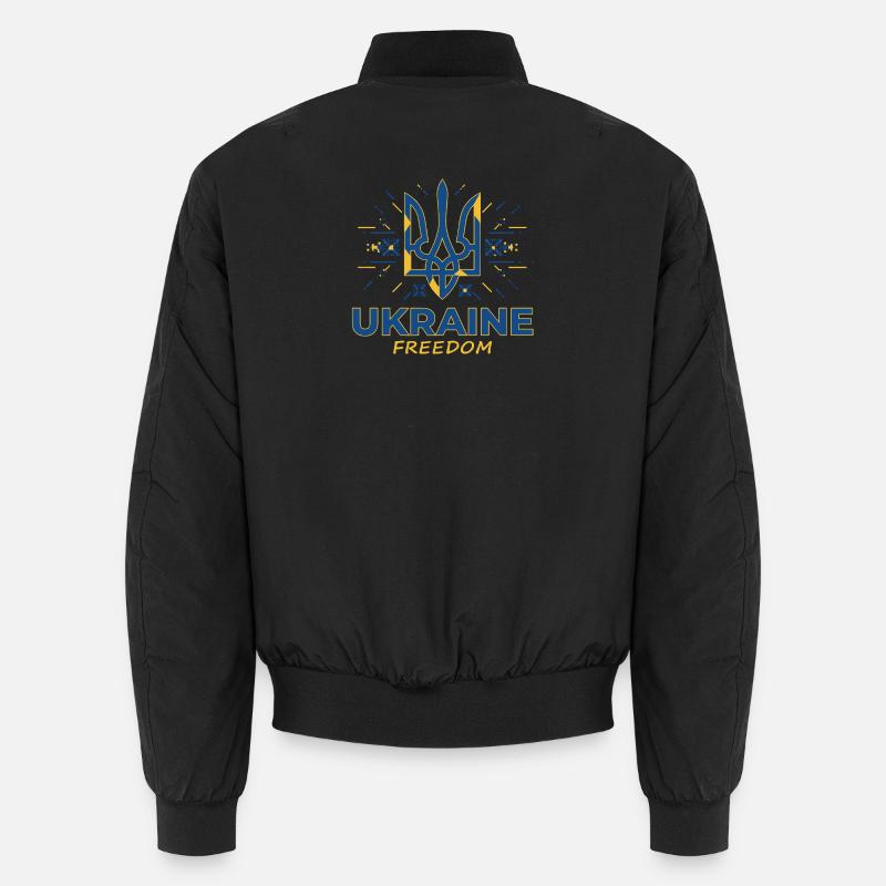 Ukraine Freedom Trident Emblem Unisex Bomber Jacket
