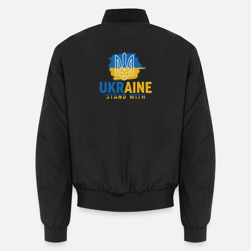 Ukrainische Flagge Emblem Ständer mit Unisex Bomberjacke