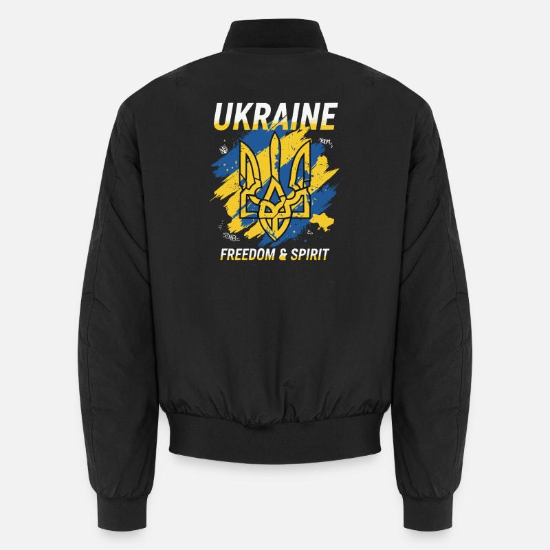 Ukraine Freedom Crest Art - Unisex Bomber Jacket - black