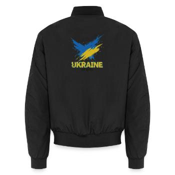 Ukraine Flagge Splash Art - Unisex Bomberjacke - Schwarz - Hinten - AI Model Male 185 light (185cm)