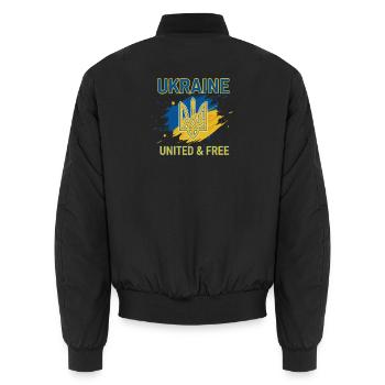 Ukraine Unity and Freedom - Unisex Bomber Jacket - black - Back - AI Model Male 185 light (185cm)