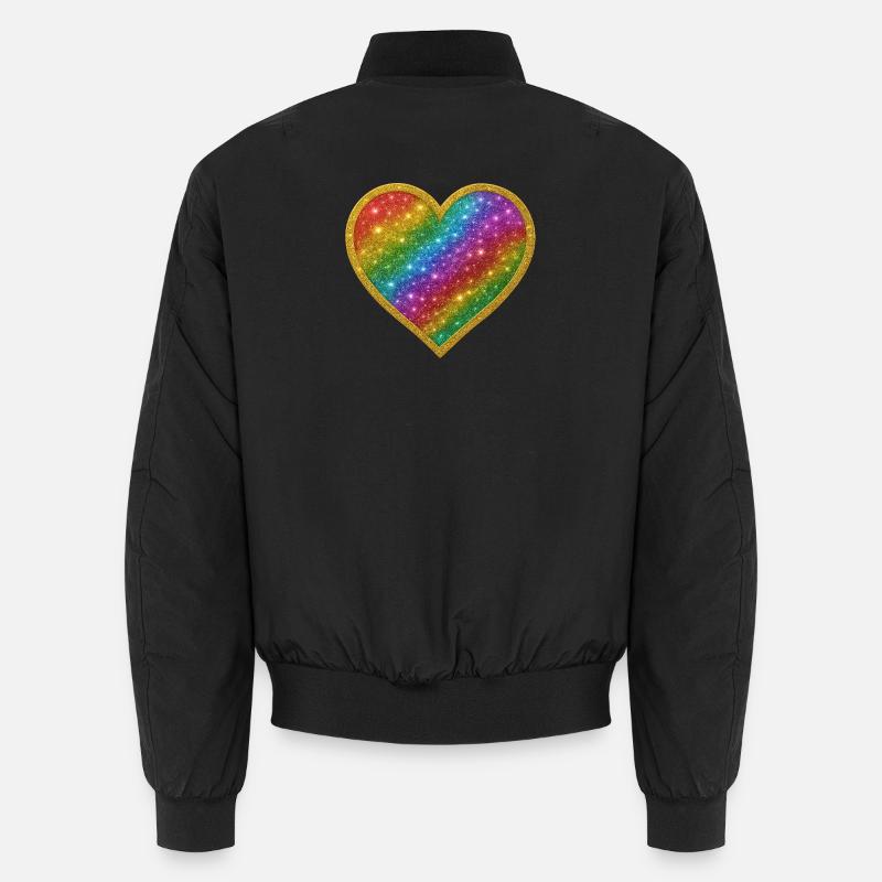 Regenbogenherz mit Goldrand Unisex Bomberjacke