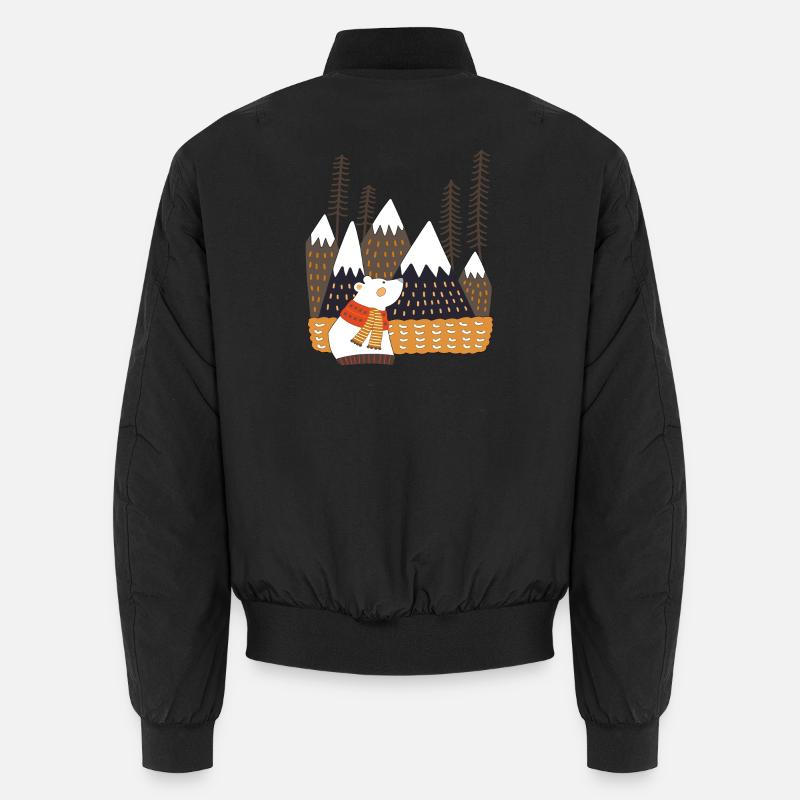 Winterwald mit Eisbär - Unisex Bomberjacke - Schwarz
