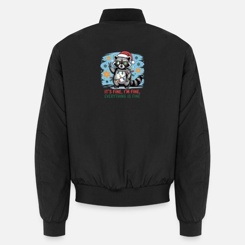 Christmas mystical raccoon with string lights Unisex Bomber Jacket