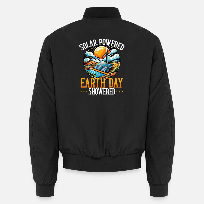 Solar Powered Earth Day Showered - Unisex Bomber Jacket - black
