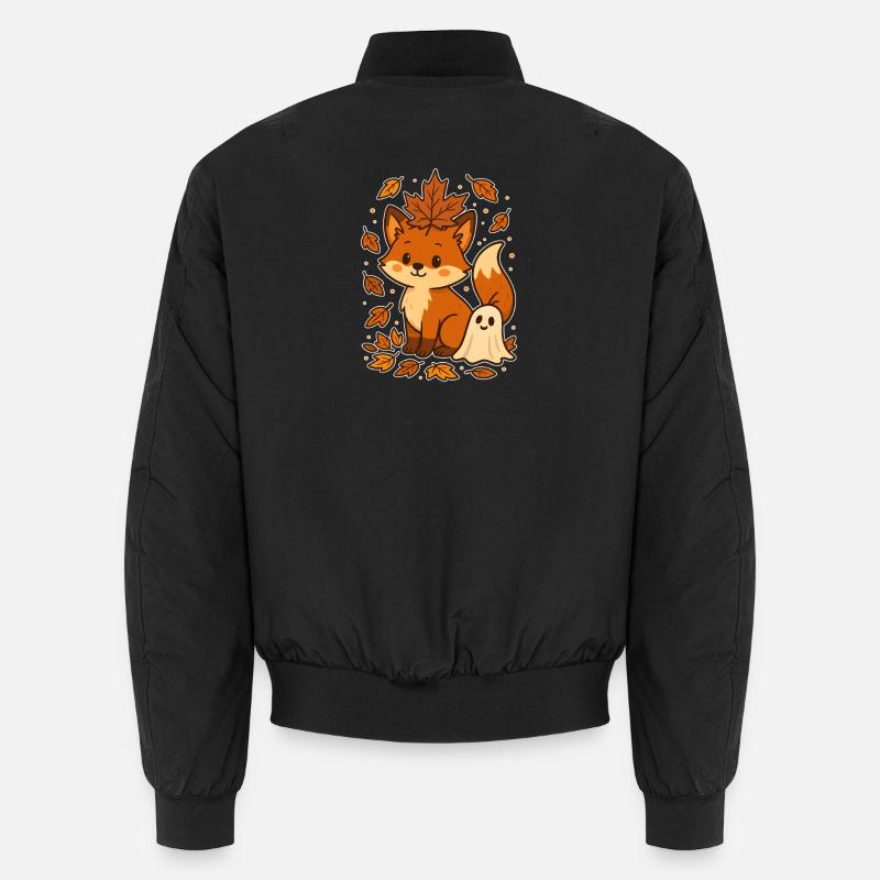 Autumnal fox with leaves - Unisex Bomber Jacket - black