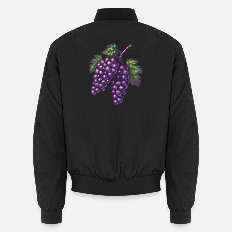 Pixeltrauben Violett Pixelkunst - Unisex Bomberjacke - Schwarz