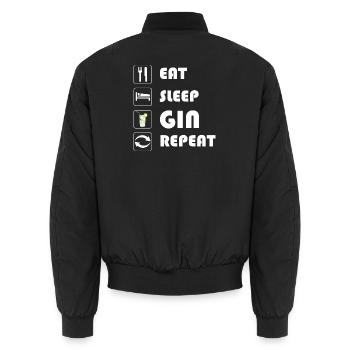 Déclaration sur le gin EAT SLEEP GIN REPEAT - Bomber unisexe - noir - Dos - AI Model Male 185 light (185cm)