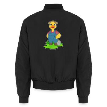 Ente Landwirt Schaufel Bauernhof - Unisex Bomberjacke - Schwarz - Hinten - AI Model Male 185 light (185cm)