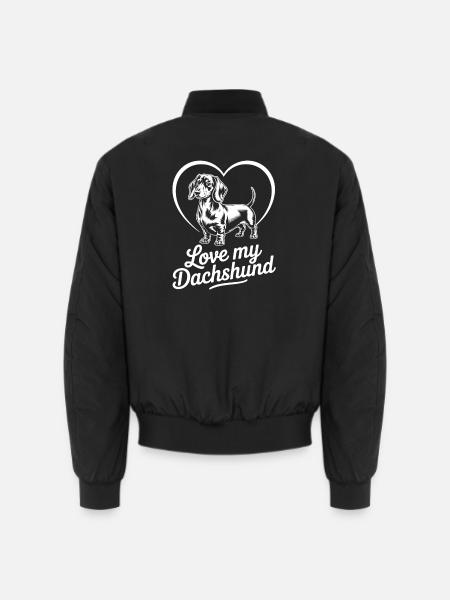 Dackel Herz Liebe Shirt - Unisex Bomberjacke - Schwarz