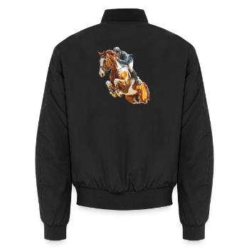 Galoppierender Reiter im Sprung - Unisex Bomberjacke - Schwarz - Hinten - AI Model Male 185 light (185cm)